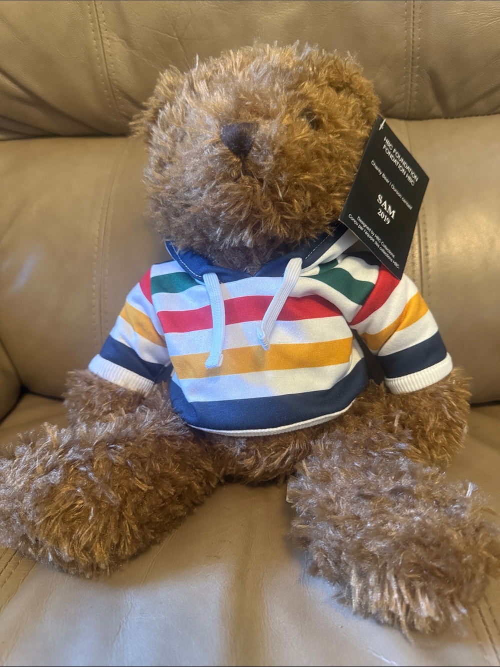 Mint condition Hudson’s Bay foundation charity bear named Sam. 2019. With Tags